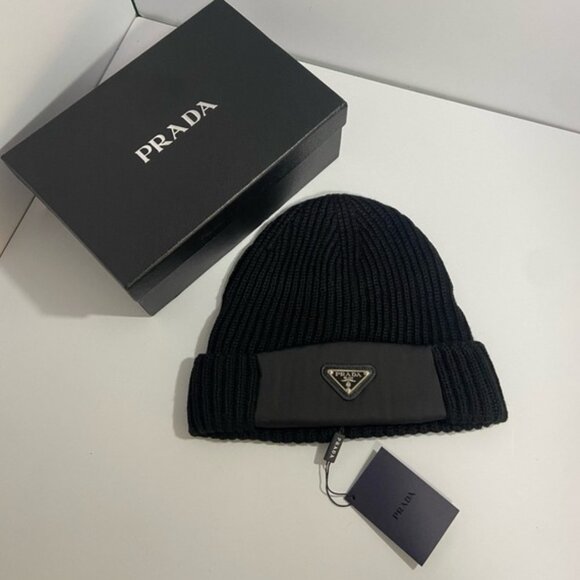 Prada Black Designer Winter Beanie - Picture 2 of 7